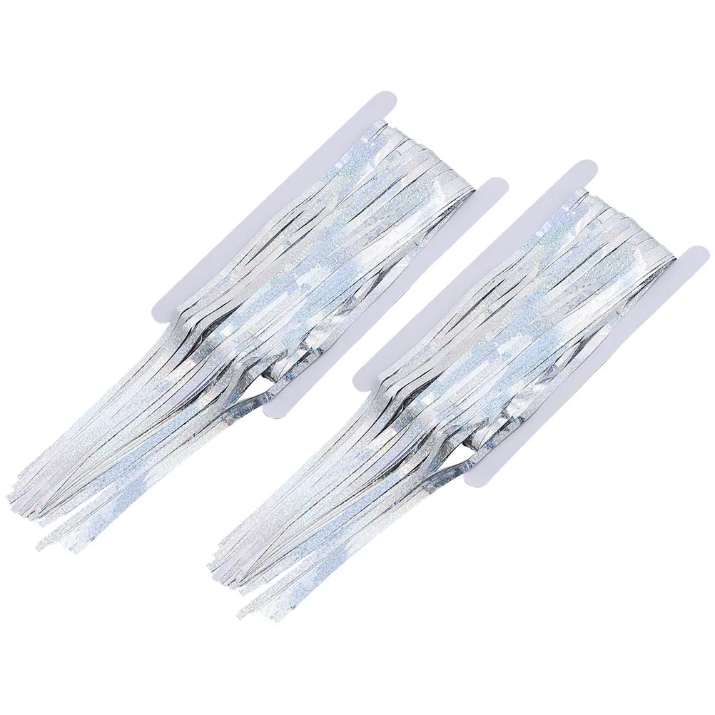 

2pcs Fringe Party Decorations Shiny Foil Backdrop Streamer Birthday Wedding Baby Shower Festival Tinsel Door Curtain Durable