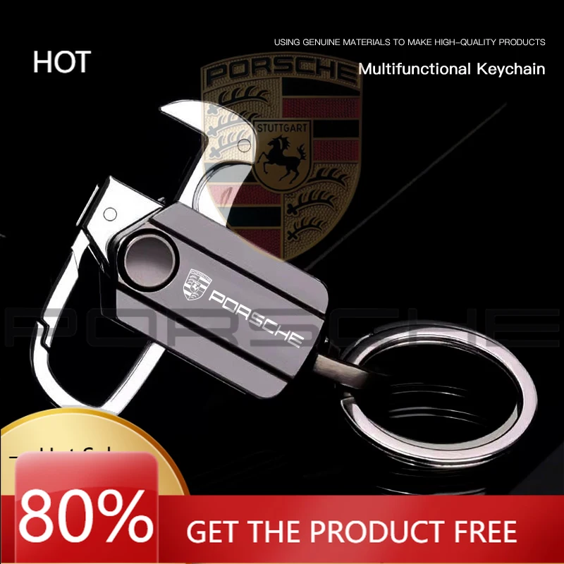 

Porsche Car Sticker 1Pcs Metal Car Keychain Can Key Rings Accessories For Porsche Panamera Taycan 911 718 Macan Cayenne Boxster