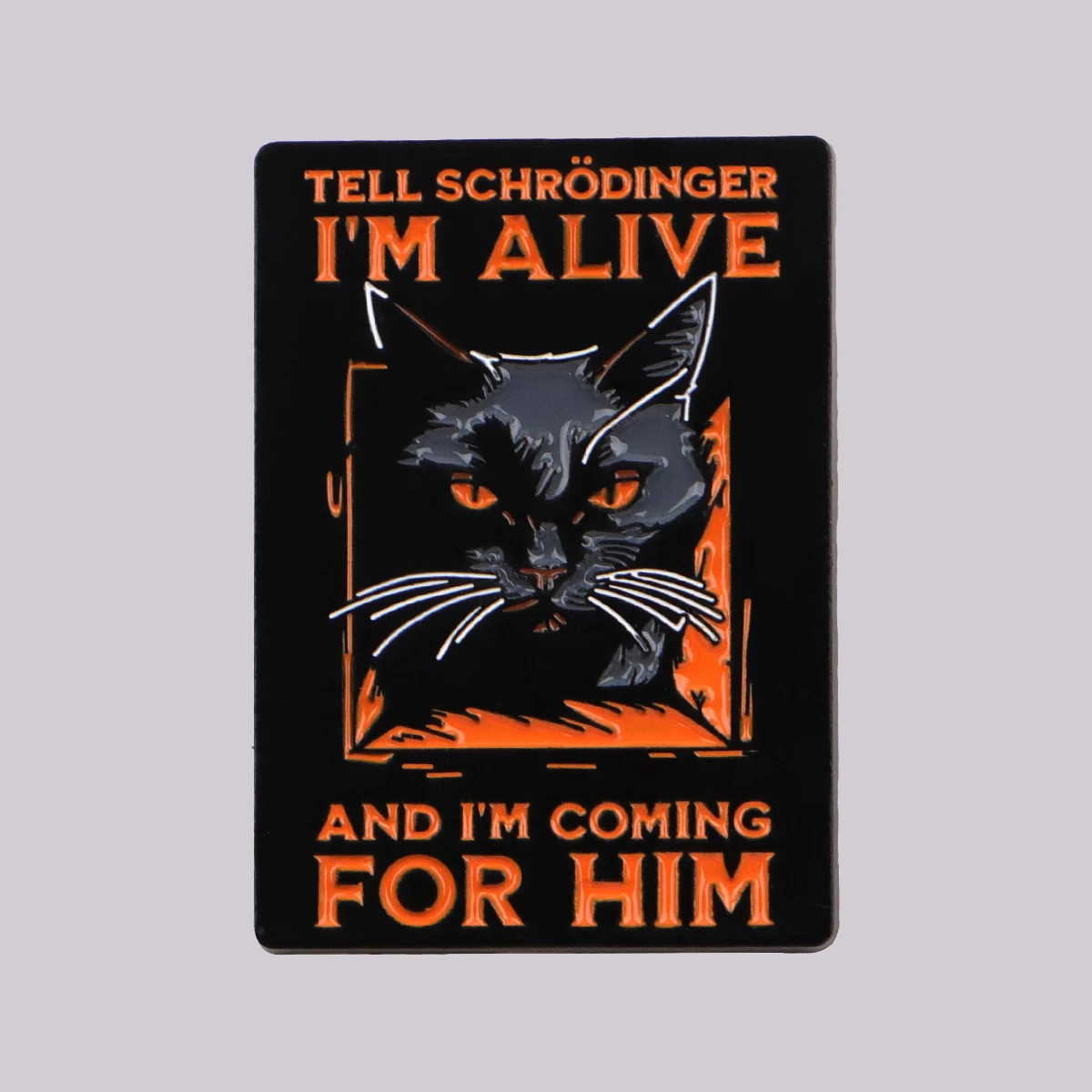 Schwarze Katze Emaille Pin Anstecknadeln für Rucksäcke „I'M ALIVE“ Broschen für Frauen Modeschmuck Accessoires Freunde Geschenk