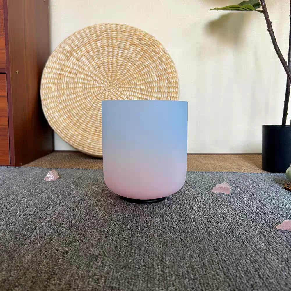 

Hye-eun 6inch 440hz/432hz Blue&Pink Rainbow Crystal Singing Bowl Tibetan Sound Bowl Musical Instrument for Healing Relaxation