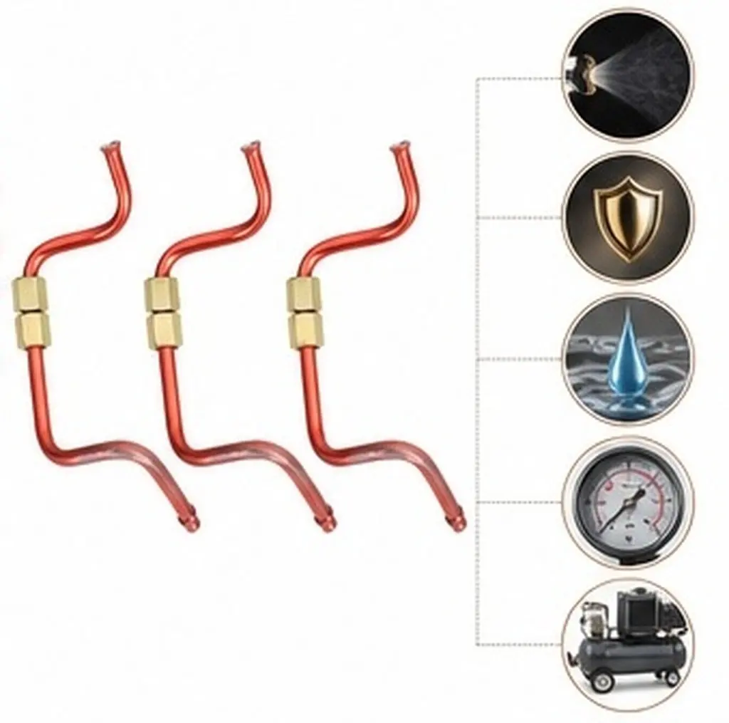 3Pcs Air Compressor Copper Pipe Oil-Free Aluminum Tube High Efficiency Pneumatic Hose Replacement Exhaust Tube Compressor Parts