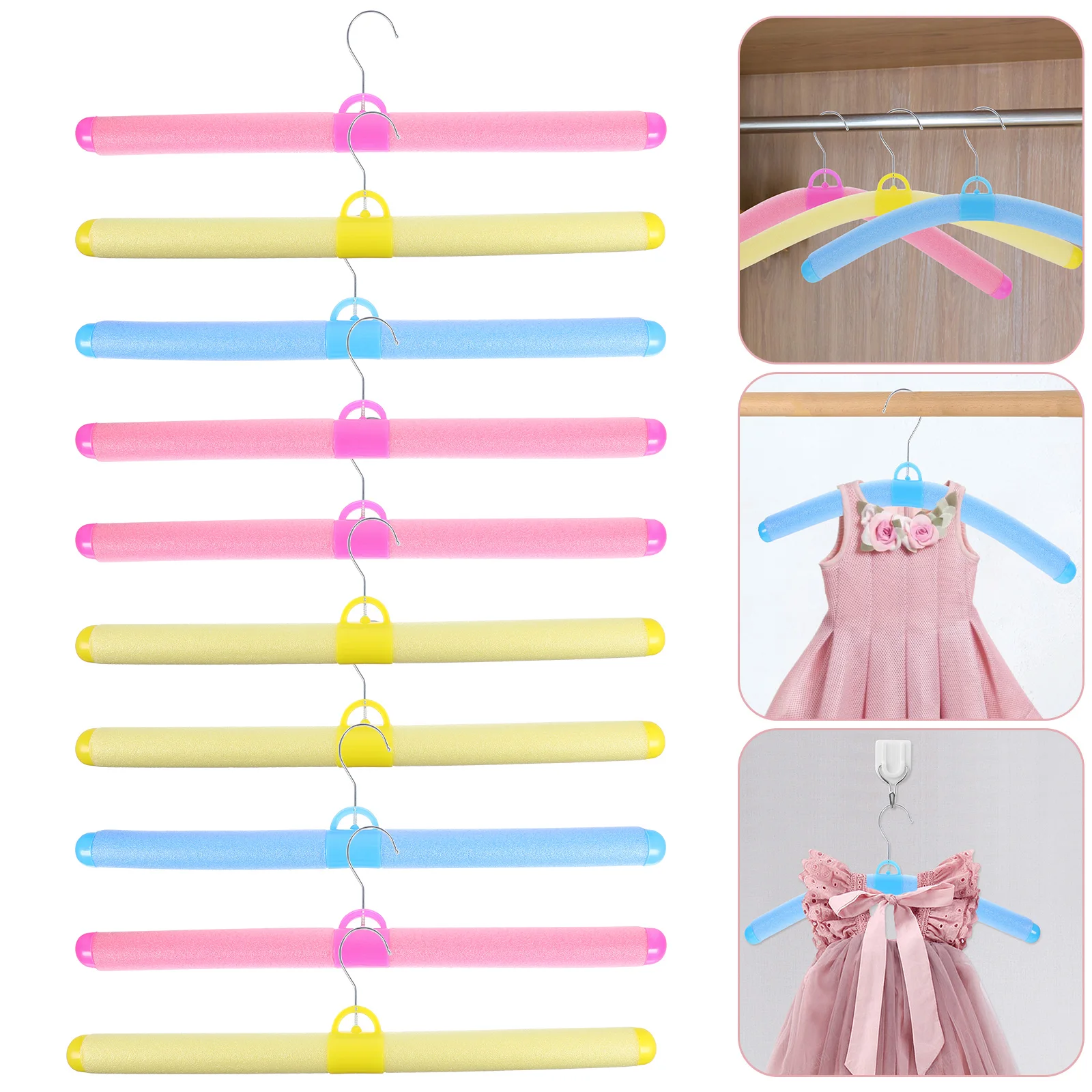 

10pcs Foam Colorful Non Slip Lightweight Space Saving Plastic Plastic Hanger Clothes Rack for Wardrobe Storage