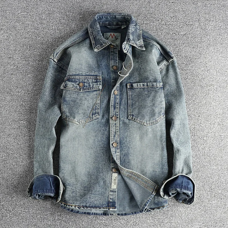 

Retro Denim Shirt Men's Autumn Trend Versatile Jacket Long Sleeve 2026 Mens Shirts Denim Shirt