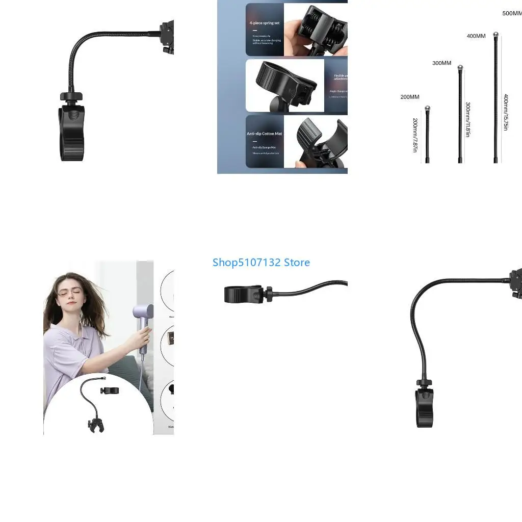 87HD Multipurpose Adjustable Holder Clip Double Clamp For Small Appliances Fan Flashlight Feature Bendable Arm Design
