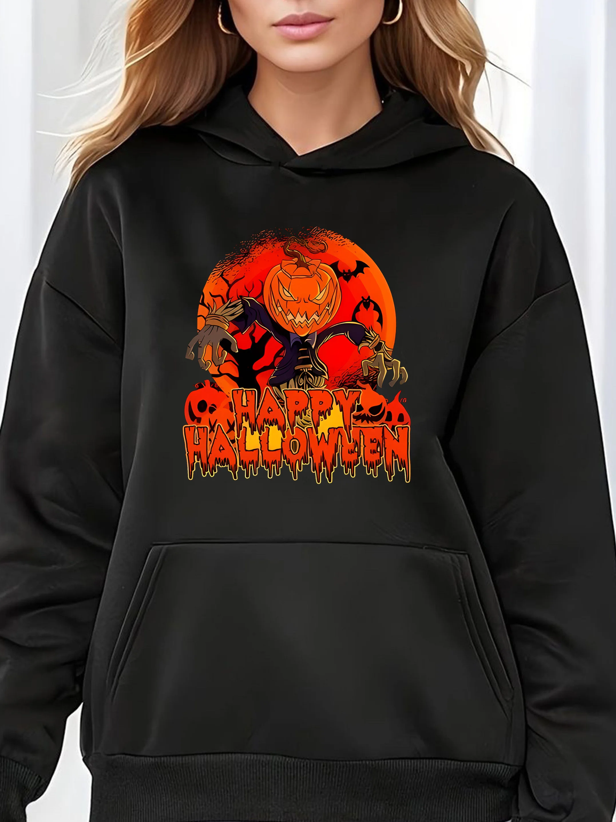 

Halloween Graphic Printing Autumn and Winter Pure Cotton Men's and Women's Hoodies Casual Outdoor Street Sports Training Brand