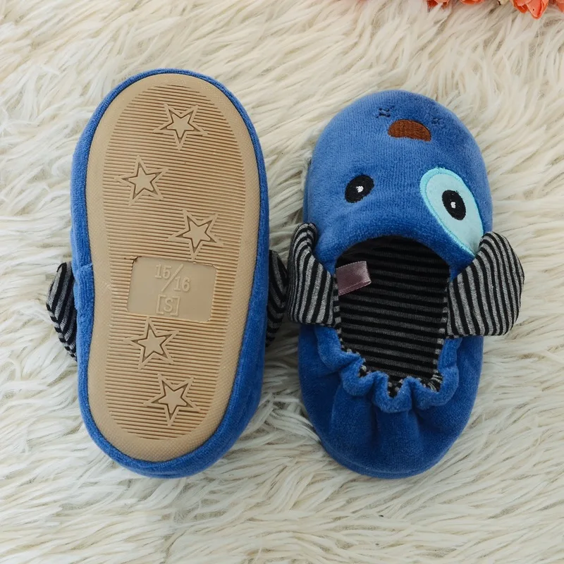 New Fashion Toddler Boy Slippers for Winter Baby Loafers Plush Warm Cartoon Puppy Rubber Sole Children Home Shoes House Footwear