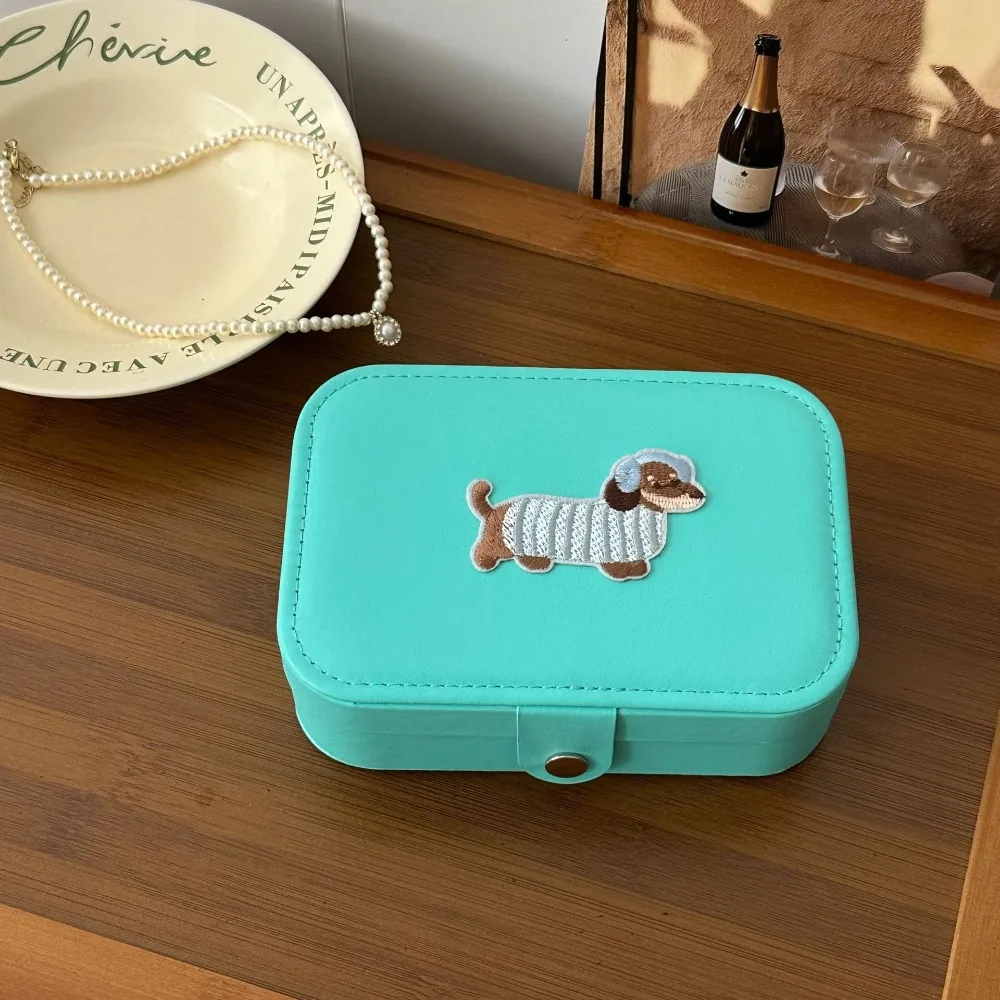 

Органайзер для хранения безделушек из искусственной кожи, мультяшный колбаса, щенок, милый чехол для хранения ювелирных изделий для собак, пылезащитный, большой вместительности