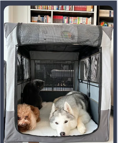 

Portable Foldable Pet Car Carrier Outdoor Camping Crate for Large Dogs for Travel and Pets on the Go!