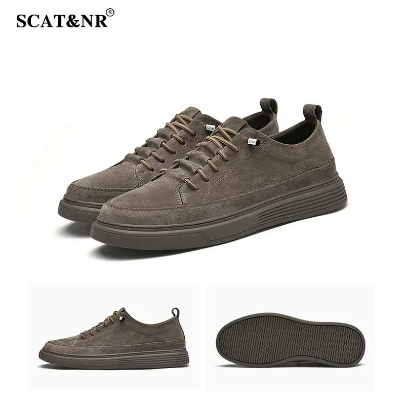 2024 European new shoes for men genuine leather casual shoes flat skateboard shoes street fashion sneaker 38-46 wedding