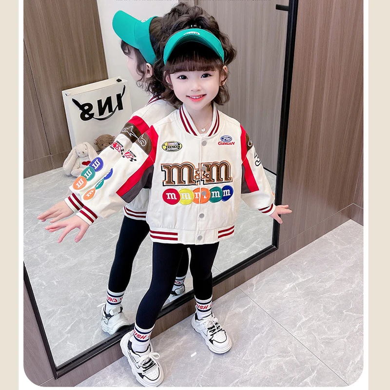 Children's Baseball Jackets Spring Autumn Stand Up Collar Fashion Handsome Unisex Jacket Classic Versatile Single Breasted Coats