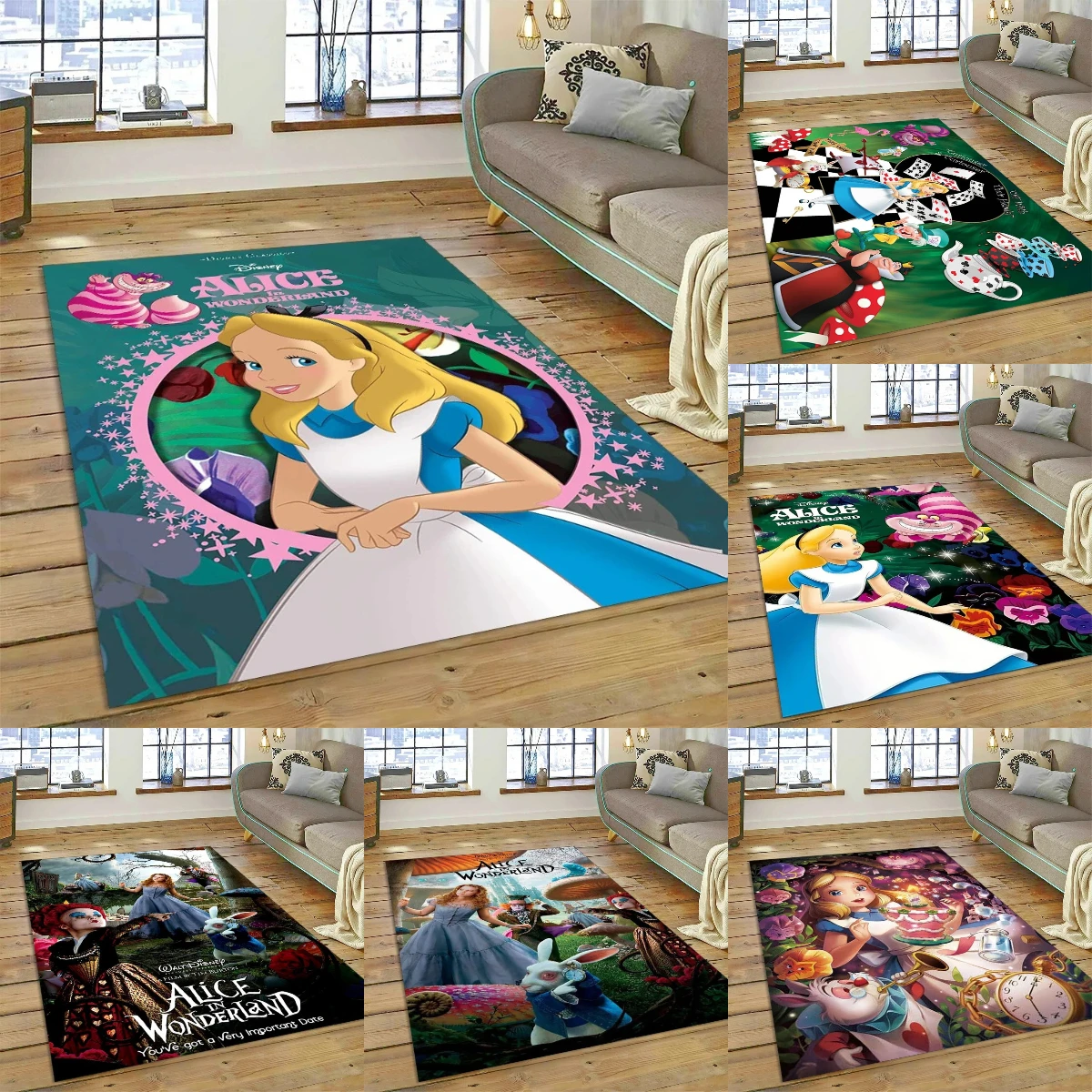 

MINISO Disney Animated Movies Carpet Alice in Wonderland Cartoon Cheshire Cat Carpet for Bedroom Living Room Home Sofa Decor