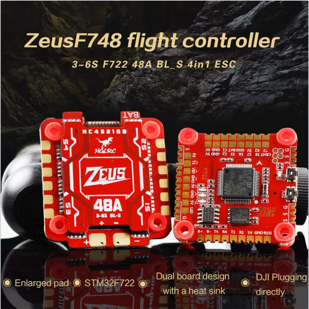 HGLRC Zeus F748 STACK 3-6S MPU6000 F722 Controller di volo 48A BLHELIS 4 in1 ESC per FPV Racing Freestyle droni parti fai da te