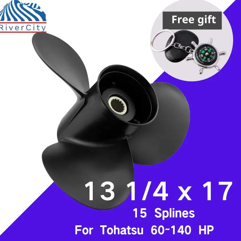 

For Tohatsu Nissan 115HP 120HP 140HP 13 1/4X17 Outboard Propeller Boat Aluminum Alloy Screw 3 Blade 15 Spline Marine Engine