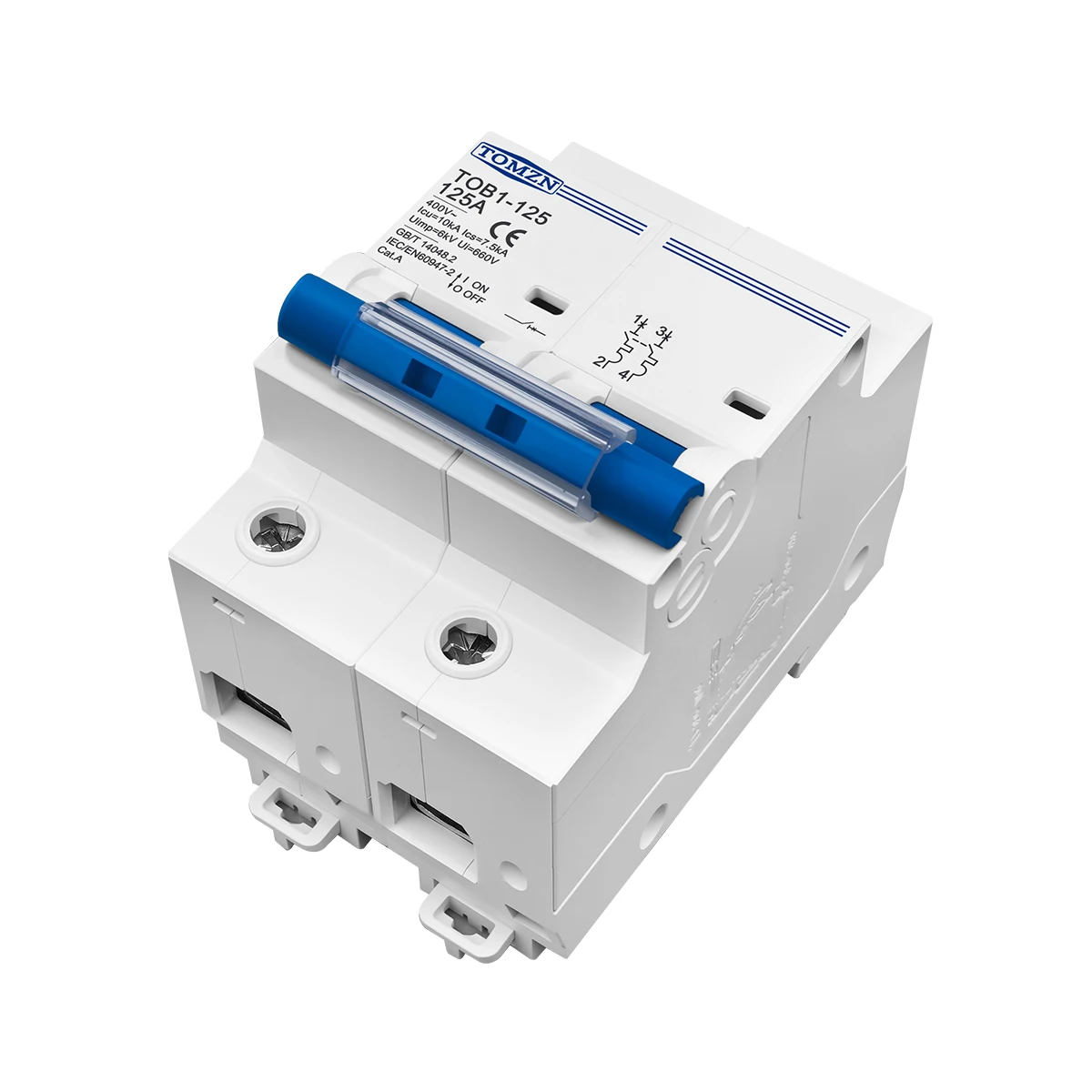 TOB1-125 AC MCB de alta corriente 2P 80A 100A 125A 220V 400V ~ 50Hz/60Hz disyuntor en miniatura interruptor 10kA para seguridad eléctrica
