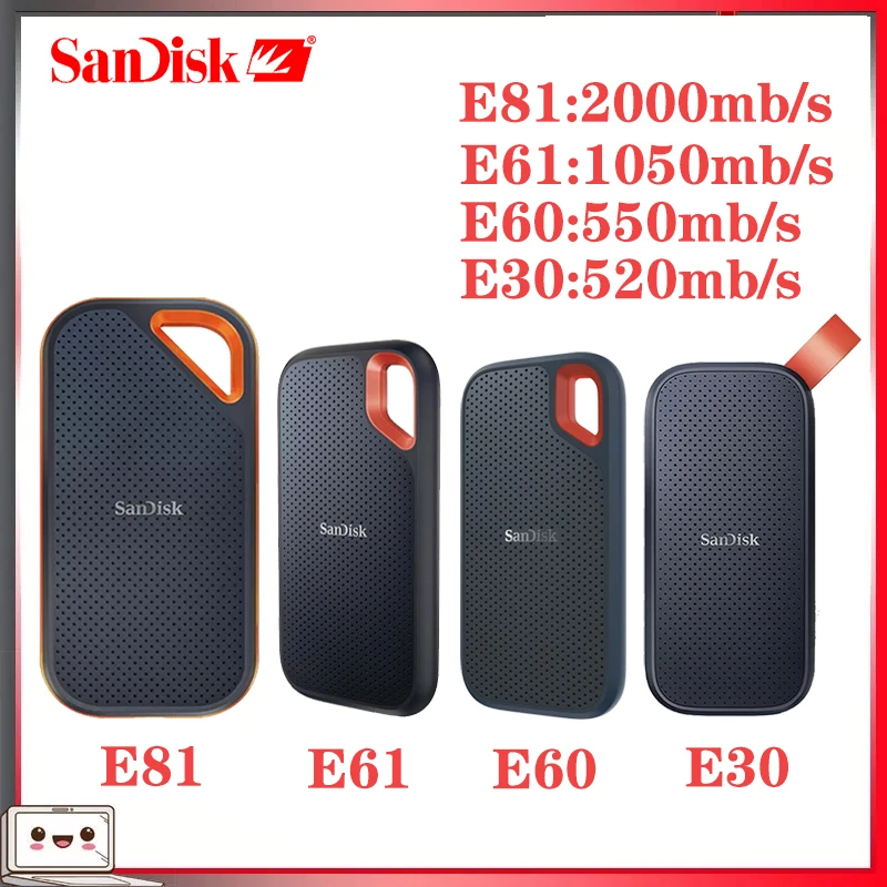 Sandisk USB 3,1 tipo C portátil externo PSSD 480GB 4TB disco duro 500GB 1TB 2TB disco de estado sólido 2000MB/S teléfono portátil de escritorio