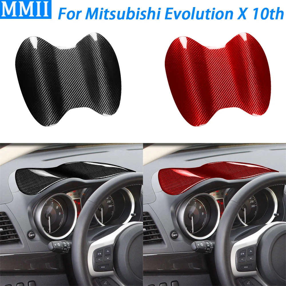 For Mitsubishi Lancer EVO X 10th 2008-2015 Carbon Fiber Dashboard Speedometer Panel Cover Decorative Car Interior Accessories