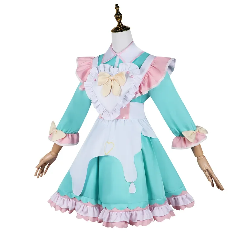 Vestido KAngel Lolita empregada doméstica com peruca para meninas, roupa de jogo, cor doce kawaii, fantasia fantasia de cosplay, menina carentes oversize, 2024