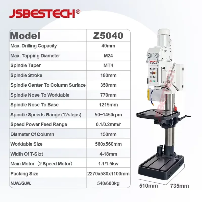 for Industrial 12 Speed Vertical Drilling Machine Heavy Duty Metal Drill Press for Mechanical Production Workshop Factory Use