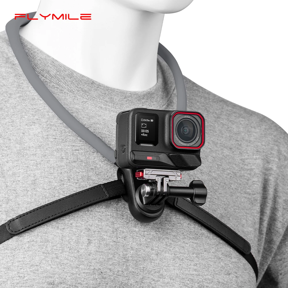 Flymile Nackenhalterung Brusthalterung für DJI Action 6/Insta360 ACE PRO 2/Gopro 13 12 Hero POV Silikon-Halterung Zubehör