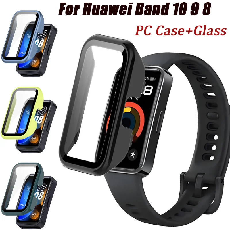 화웨이 밴드 10 9 8용 낙하 방지 스크래치 방지 PC 케이스, HD 강화유리 필름 스크린 보호 쉘, 화웨이 밴드 10 범퍼 커버