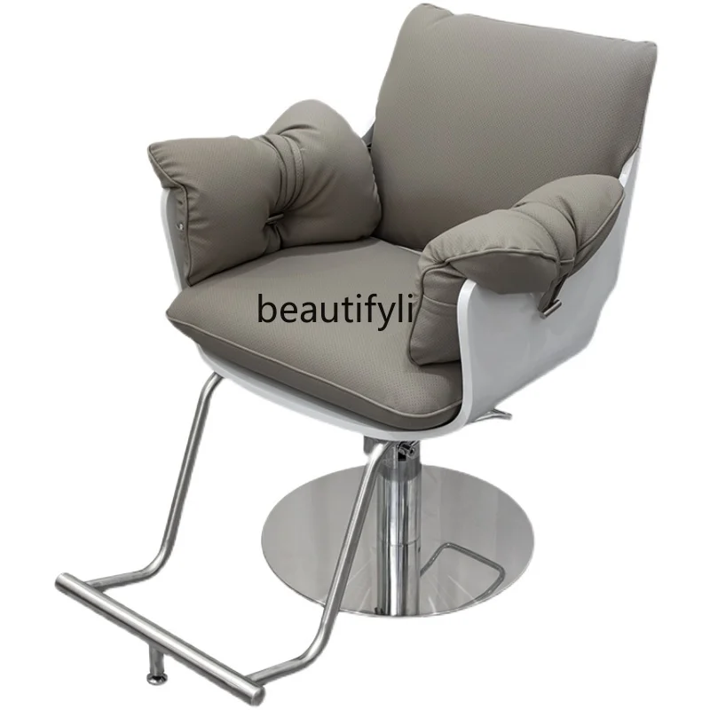 

Hair Salon for Hair Salon Barber Shop Rotatable Lifting Hair Cutting Chair Stainless Steel Hot Dyeing Chair