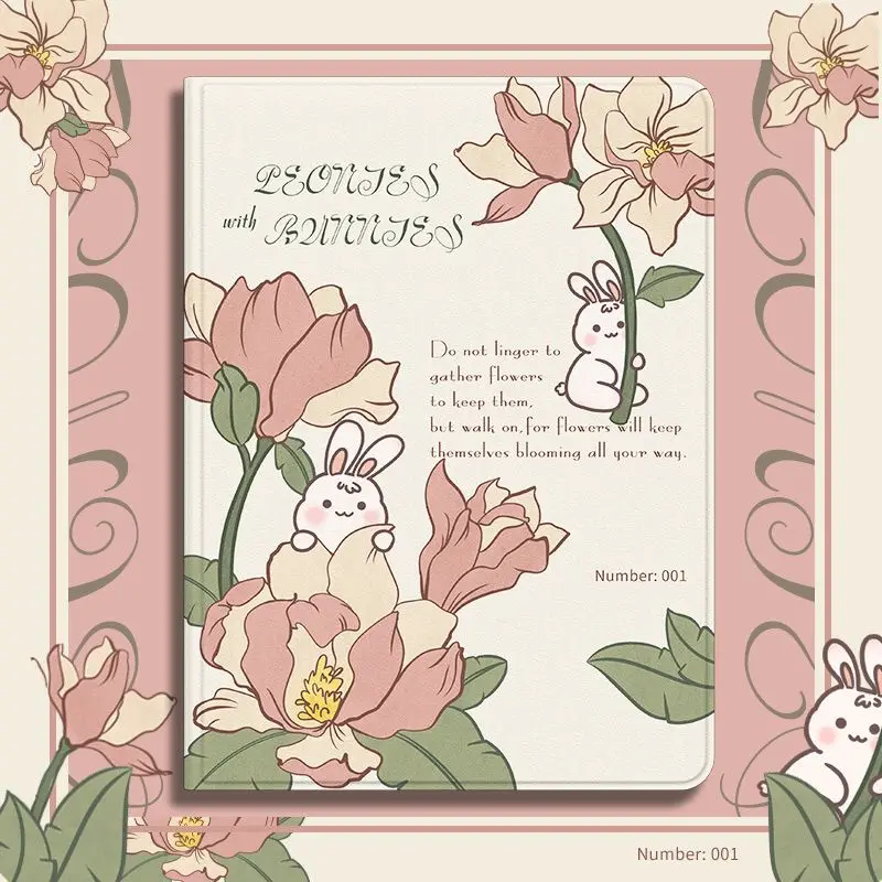 

Smart Cover with Pencil Holder for IPad 10th Gen Case 2022 Air6 5 4 10.9 IPad 2017 10.5 Inch Pro 11 2nd 3rd 4th Bunny Flower
