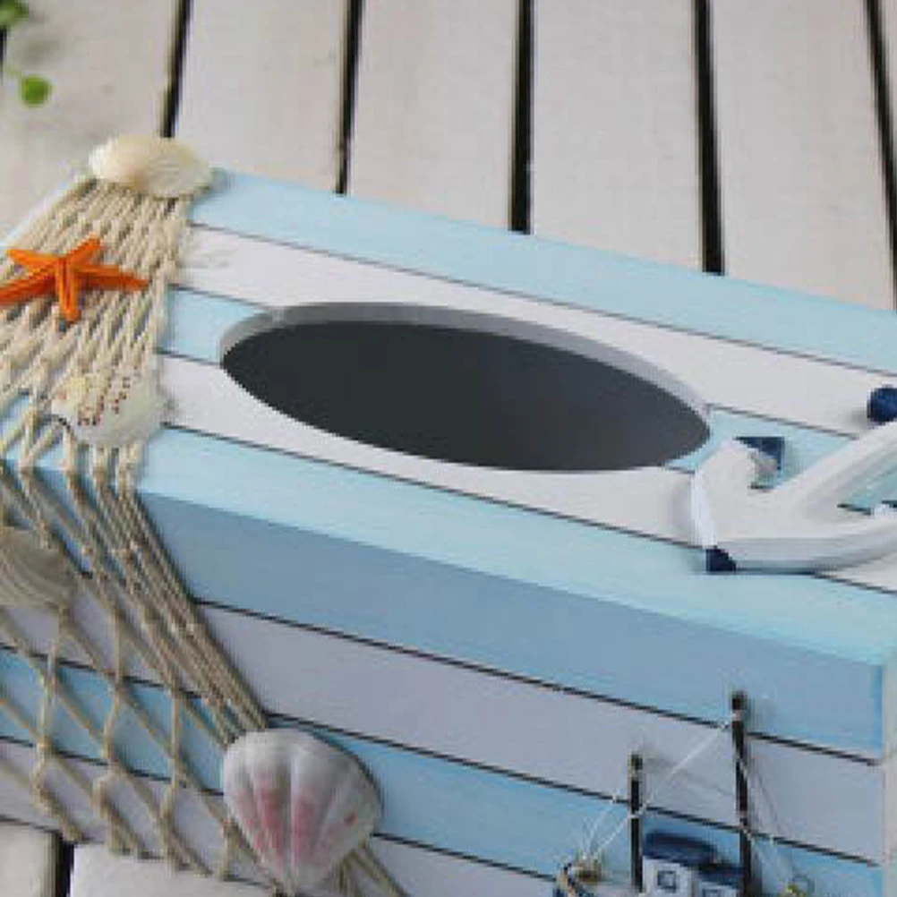 

Mediterranean Tissue Box Decorations Napkin Tissues Organizer Container Boxes Holder Wooden Case for Bathroom Office Dispenser