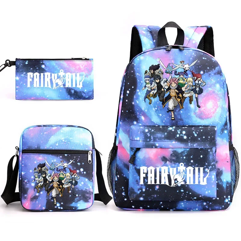 Fairy Tail casual backpack set student school bag shoulder bag pencil bag 3-piece set outdoor travel bag