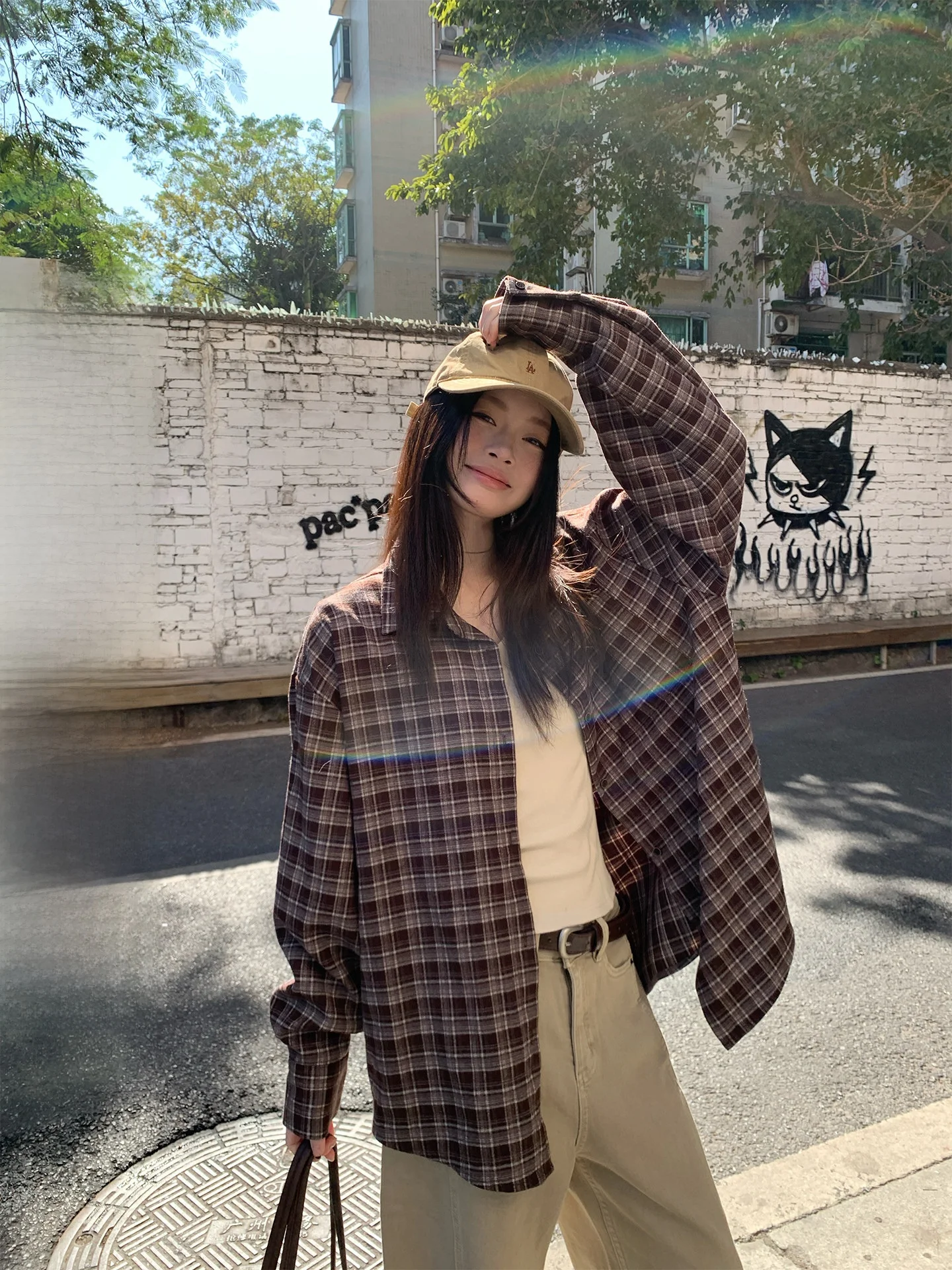 

Long Sleeve Plaid Shirt Women's Loose Style Outerwear Spring New Lazy Fashion Slimming Trendy Korean Version Comfortable Brea...