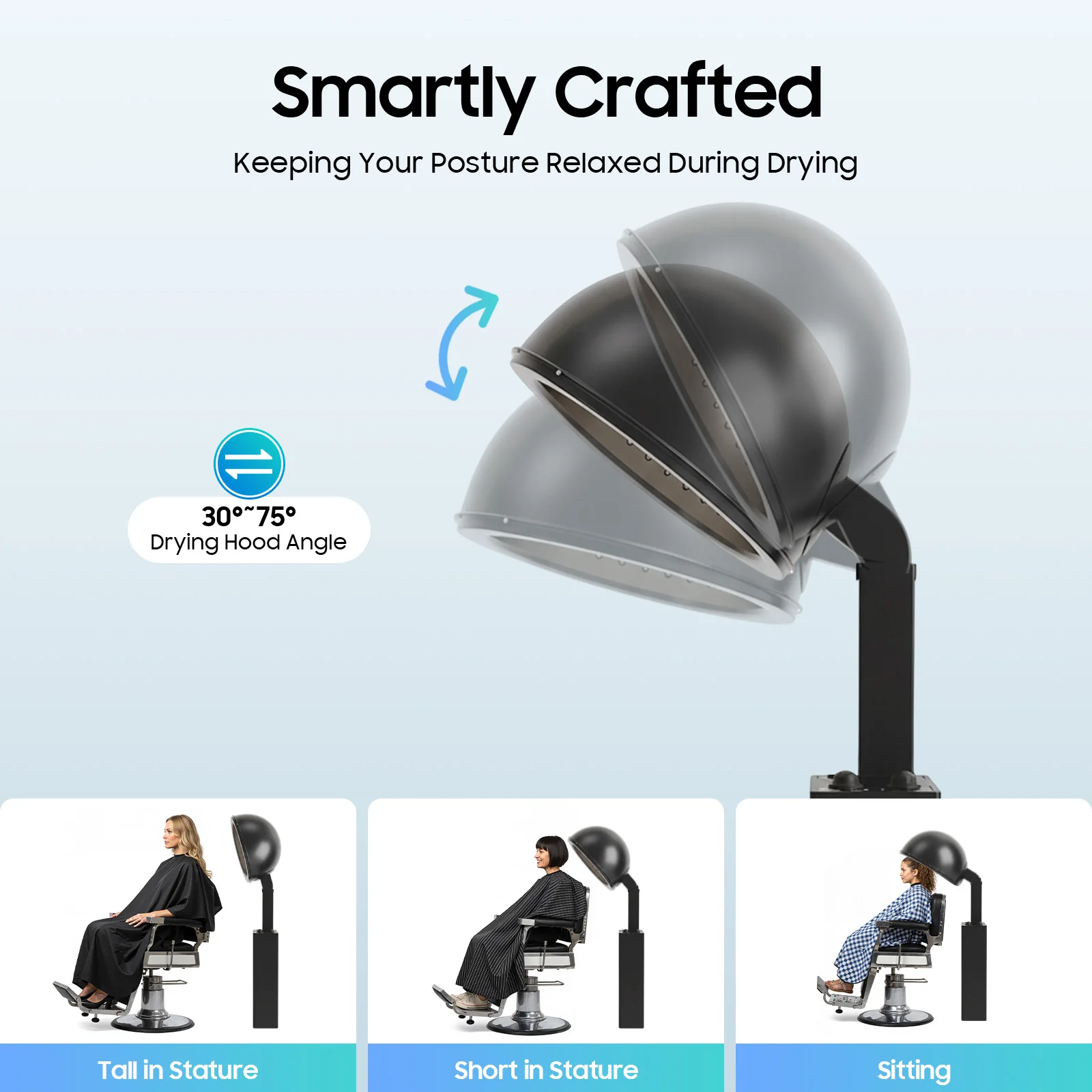 مجفف شعر احترافي بقلنسوة 1200 وات مع مؤقت - درجة حرارة وزاوية قابلة للتعديل لصالونات التجميل المنزلية والعناية بالشعر وتصفيف الشعر، قابس أمريكي 110 فولت #5