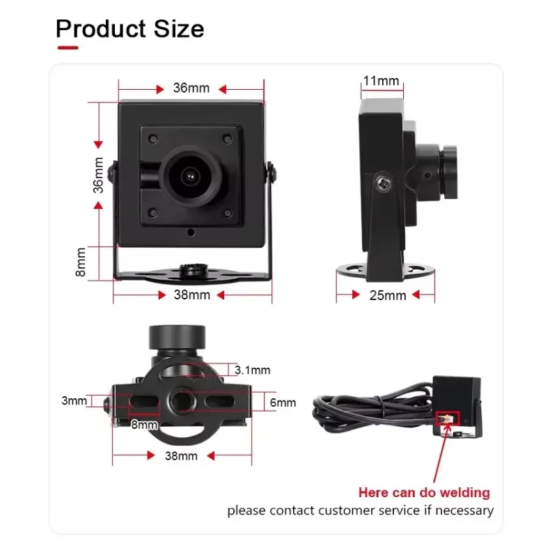 New New ZWAK 3200 OV9281 720P 6mm 40deg Global Shutter 120fps Mini USB Plug & Play UVC Protocol 1-Year Warranty CMOS Home Survei