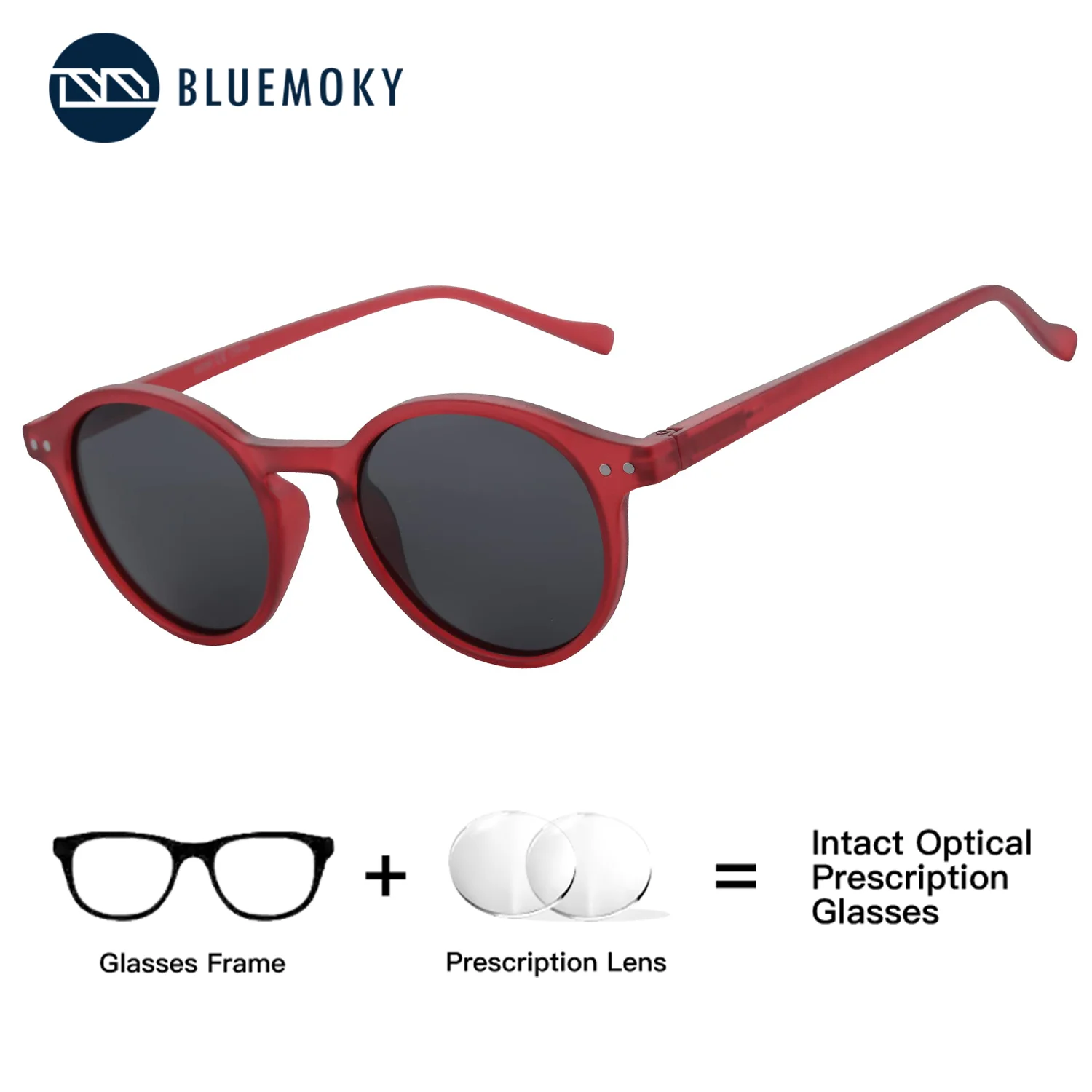 

BLUEMOKY Plastic titanium circular prescription sunglasses, men's and women's multifocal photochromic, polarized myopia