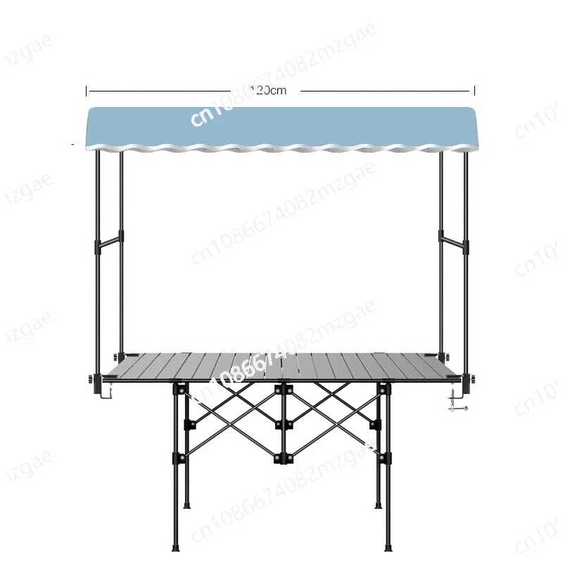 Portable Pull Cart with Pop-Up Awning, Camper Van Roof Canopy and Mobile Stall Shade for Outdoor Vending