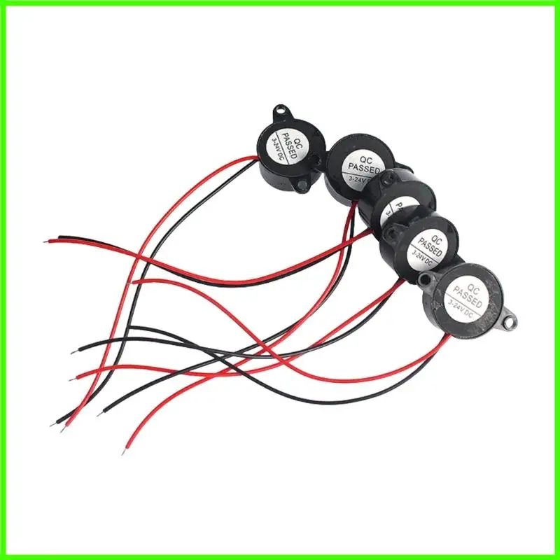 

5PCS Active Piezoelectric Buzzers 2kHz±500Hz Frequency 3-24V Wide Suitable for Car Electronics and Alarms