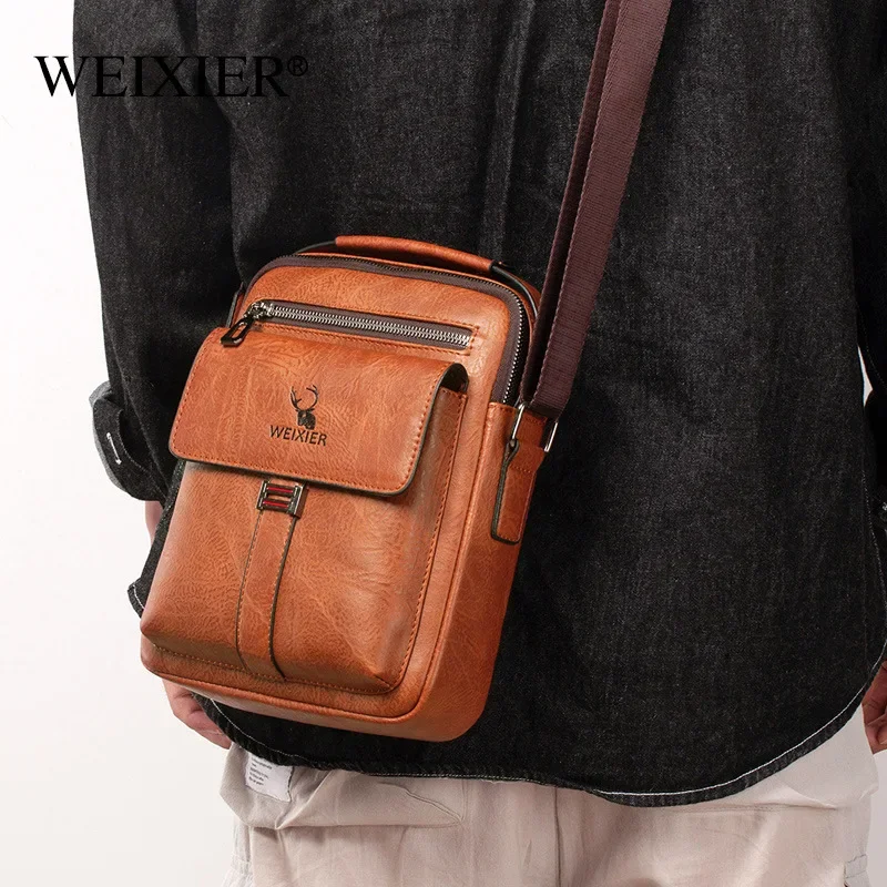 WEIXIER Men Shoulder Bag Fashion Men\'s Crossbody Bag Multi-function Man Casual Zipper Handbag Capacity Bags For Male mochila sac