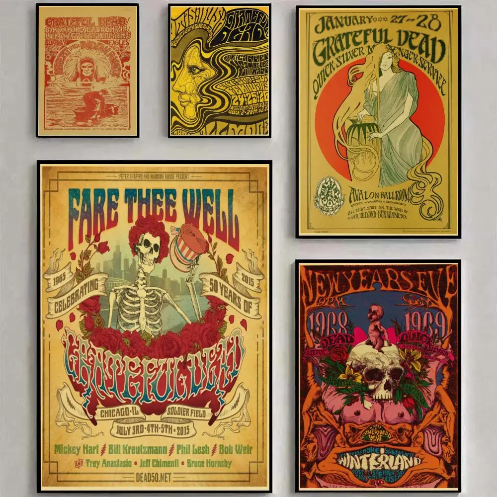 Grateful Dead Vintage Rock Band Poster HD Prints Painting Wall Art For Living Room Home Bedroom Decoration
