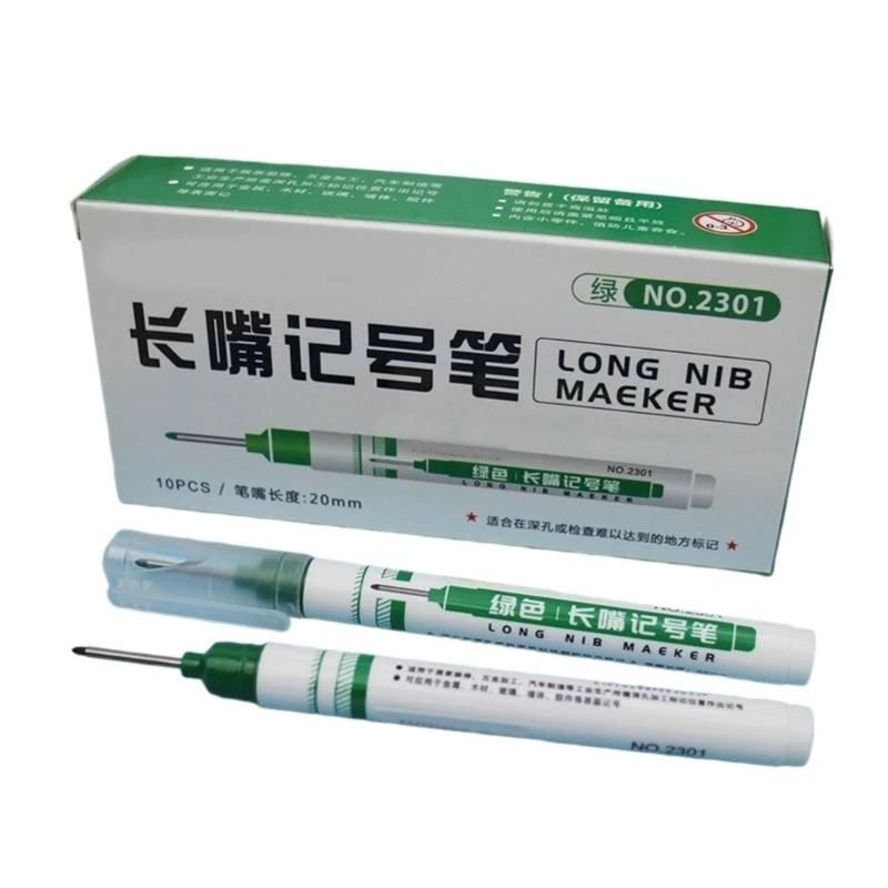 

W89C 10Pcs Long Nose Marker 20mm Deep Reach Marker Long Tip Marker Pen, Waterproof
