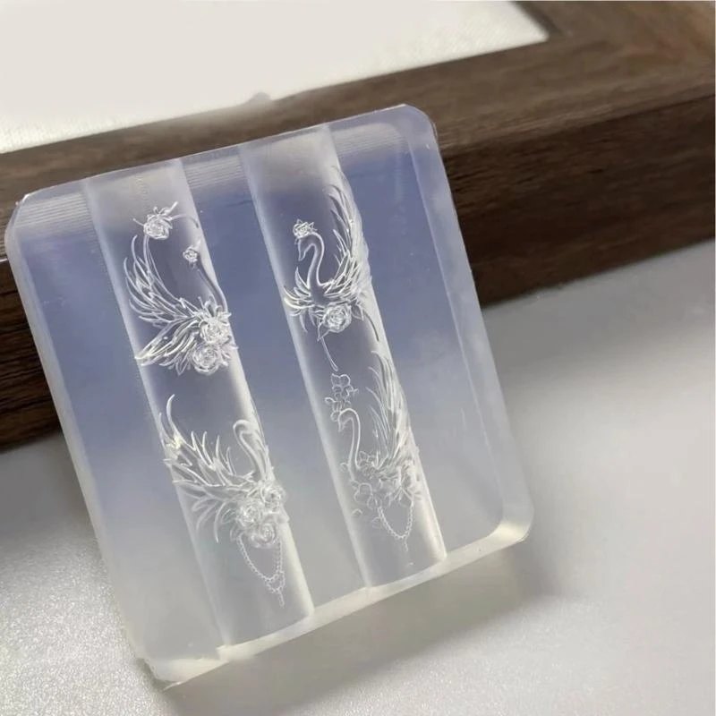 قوالب فن الأظافر السيليكون فريدة من نوعها إكسسوارات الأظافر المنقوشة قوالب مستلزمات المجوهرات أداة تنقيح الأظافر للنساء الفتيات #4