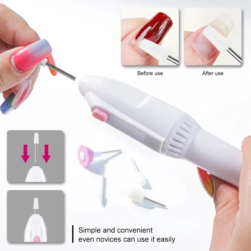 5 In 1 MINI Electric Nail Drill Machine Kit Pedicure Grinding Polishing Nail Art Sanding File Pen Tools for Remove Nails Acrylic