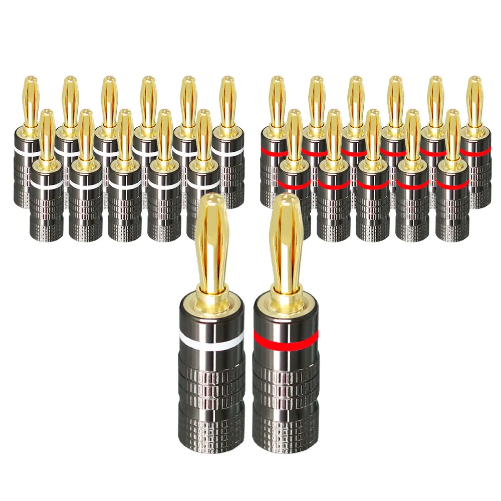 Musical Sound 4mm Banana Plug 24K Gold Plated Pure Copper Speaker Adapter Screw Plugs Audio Banana Terminals Connectors