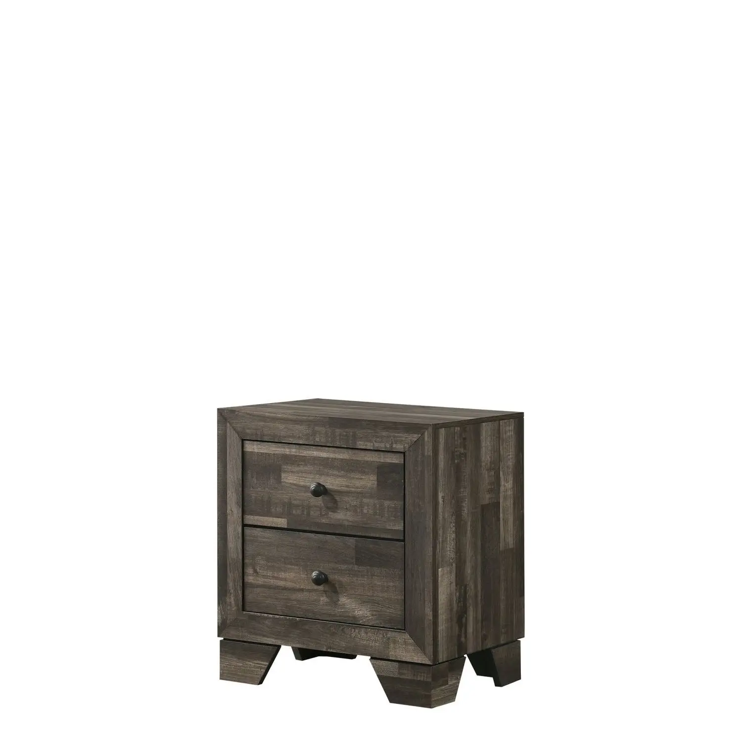 Rustic Wooden Nightstand With Two Drawers 1pc Brown Gray Finish Bedroom Furniture