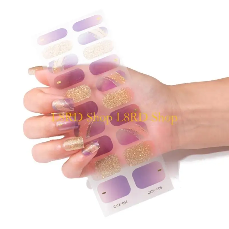 L8RD 20Pcs Multi-Colors Polish Strips Adhesive Gel Sticker Gel Strips