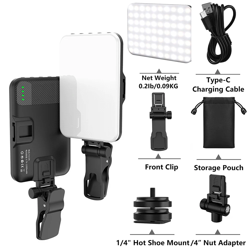 Selfie Light Makeup Light 2200mAh Rechargeable Clip Video Light LED Fill Light For Mobile Phone Tablet Laptop Camera Accessories