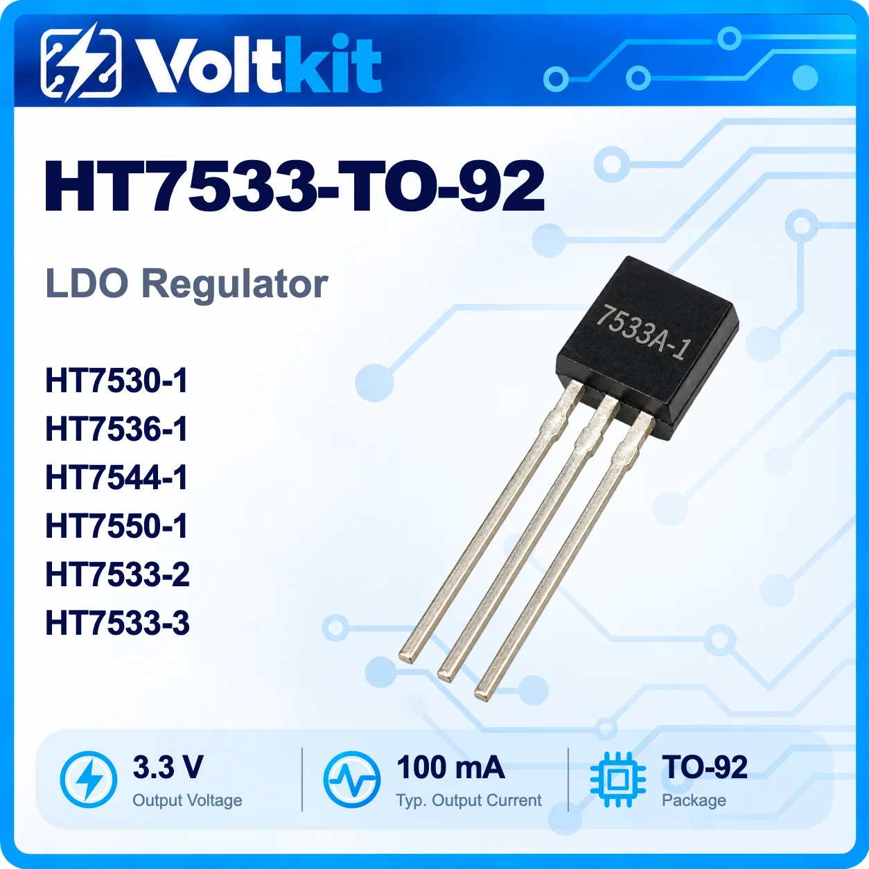 10PCS HT7533 HT7533-1 HT7533A-1 SOT-89 LDO Voltage Regulator IC New Original In Stock Wholesale