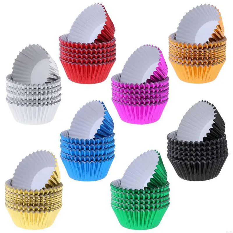 

H0XC 100pcs Paper Cupcake Cup Aluminium Foil Muffin Baking Cups Liners for C