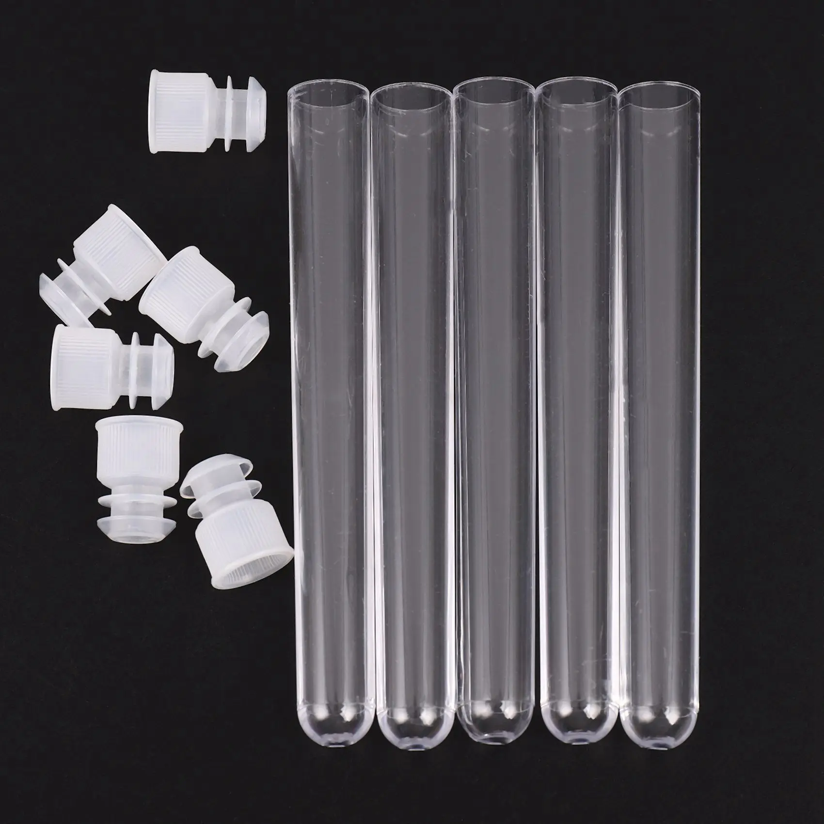 Superior-400Pcs Clear Plastic Test Tube With Cap 12X100mm U-Shaped Bottom Long Transparent Test Tube Lab Supplies