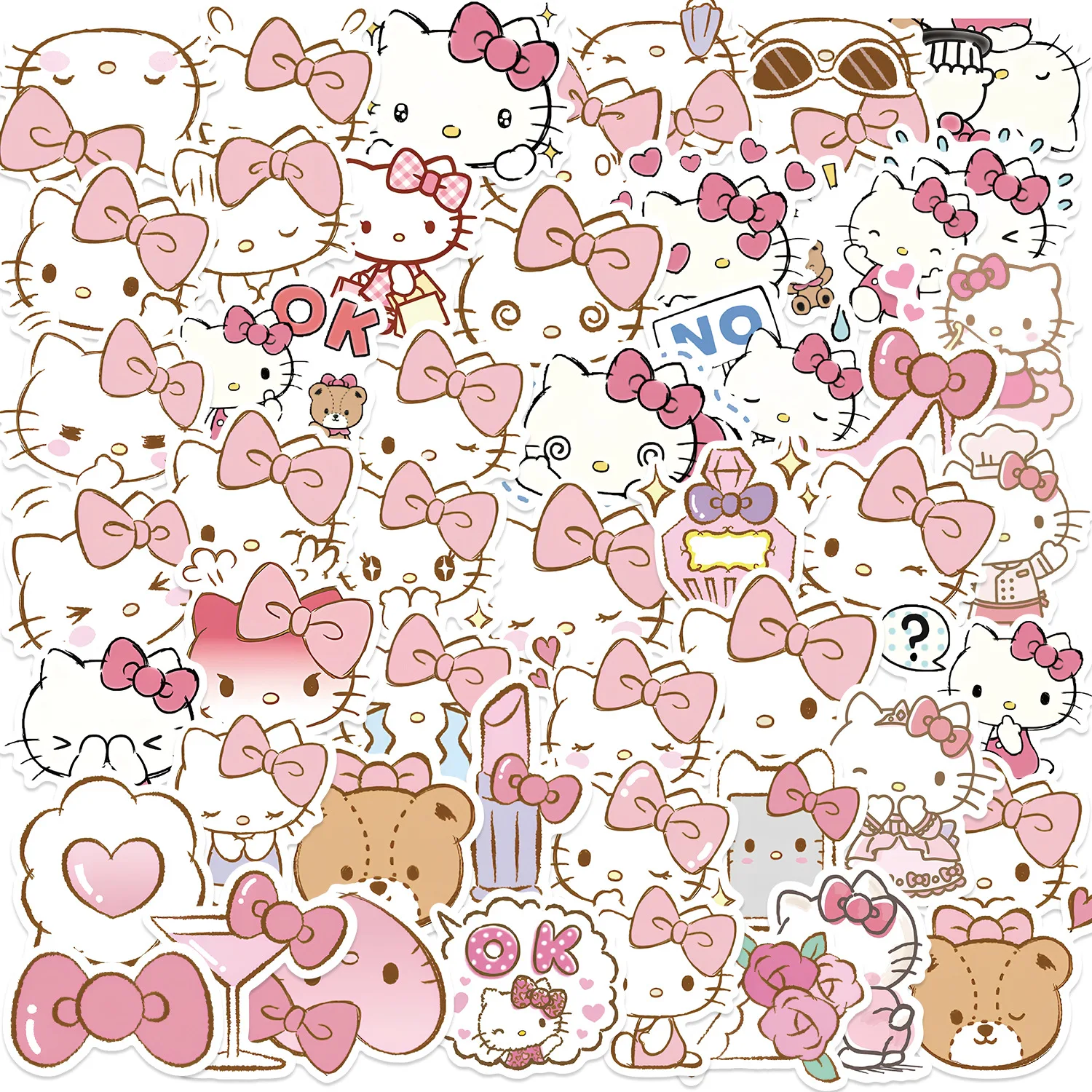 10/30/50PCS Cute Pink Hello Kitty Anime Stickers DIY Bike Travel Luggage Guitar Laptop Waterproof Graffiti Decal Sticker for Kid