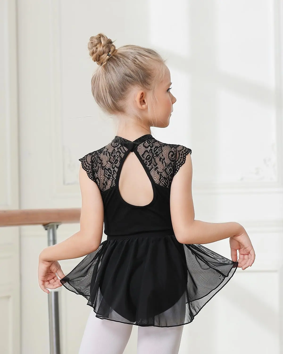 Gogokids 2 Pcs Ballet Leotards for Girls Toddler Dance Dress Outfit with Removable Shiny Skirt Combo