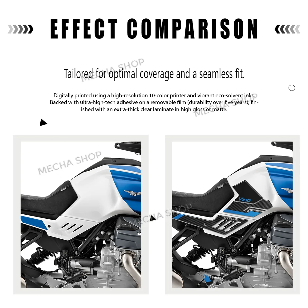 Kit de pegatinas de resina 3D para almohadilla de depósito, protección de tapa de combustible para Moto Guzzi Stelvio V100 2024 2025 2026