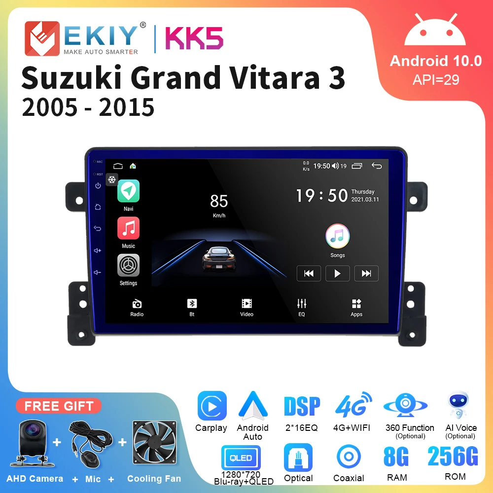

EKIY KK5 беспроводной Carplay Android автомобильный радиоприемник для Suzuki Grand Vitara 3 2005 - 2015 мультимедийный плеер навигация GPS стерео